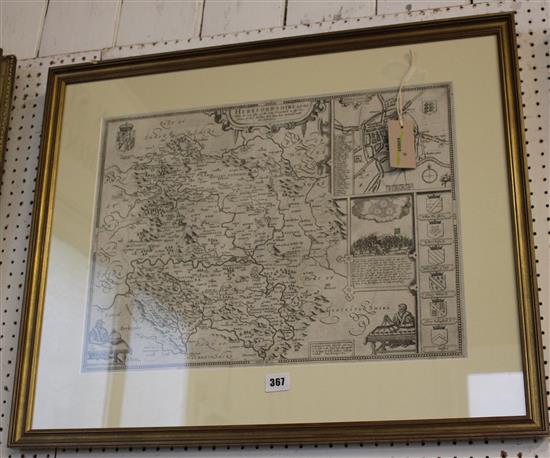 John Speed hand-coloured map of Herefordshire(-)